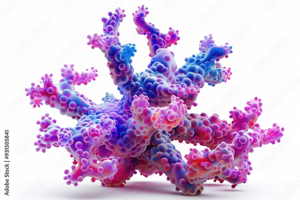 Naklejka premium a rare viral disease under a microscope highlighted on a white background