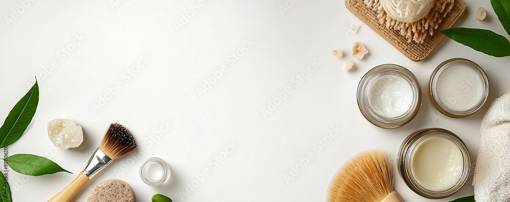 Bio cosmetics packaging in green earth with free space for text Bio cosmetics packaging in green earth with free space for text