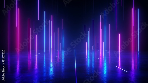 Futuristic background with neon lights and glowing lines. Perfect for tech, sci-fi, or modern designs.