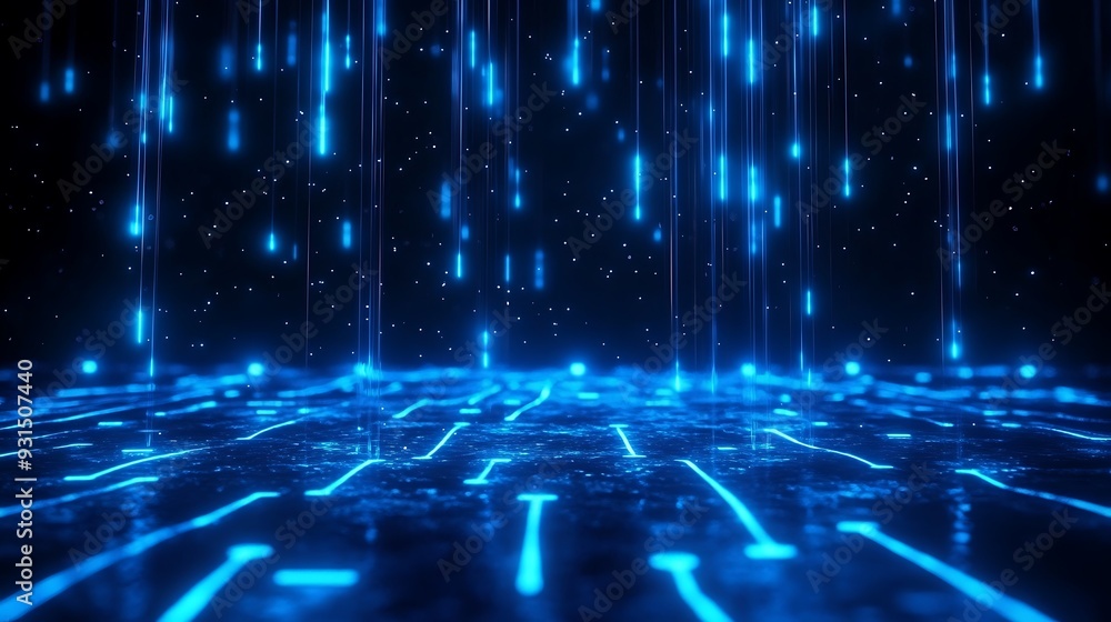 custom made wallpaper toronto digitalFuturistic blue digital data streams represented as glowing lines and dots, perfect abstract technology background.