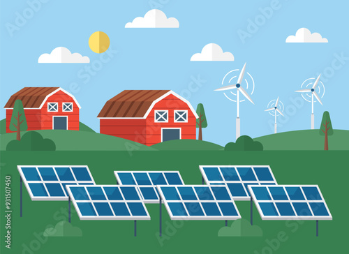 Solar panel vector illustration. The concept photovoltaic technology revolutionizes energy generation Sustainable energy practices aim to minimize ecological footprint Electric power is at core photo