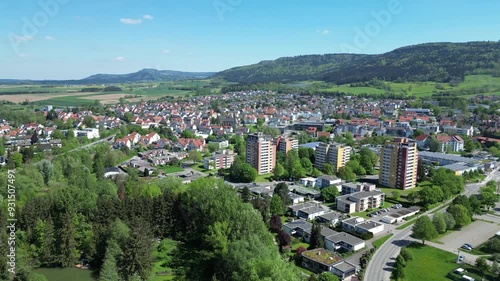 City of Spaichingen, Tuttlingen district, Baden-Württemberg, drone shot in summer