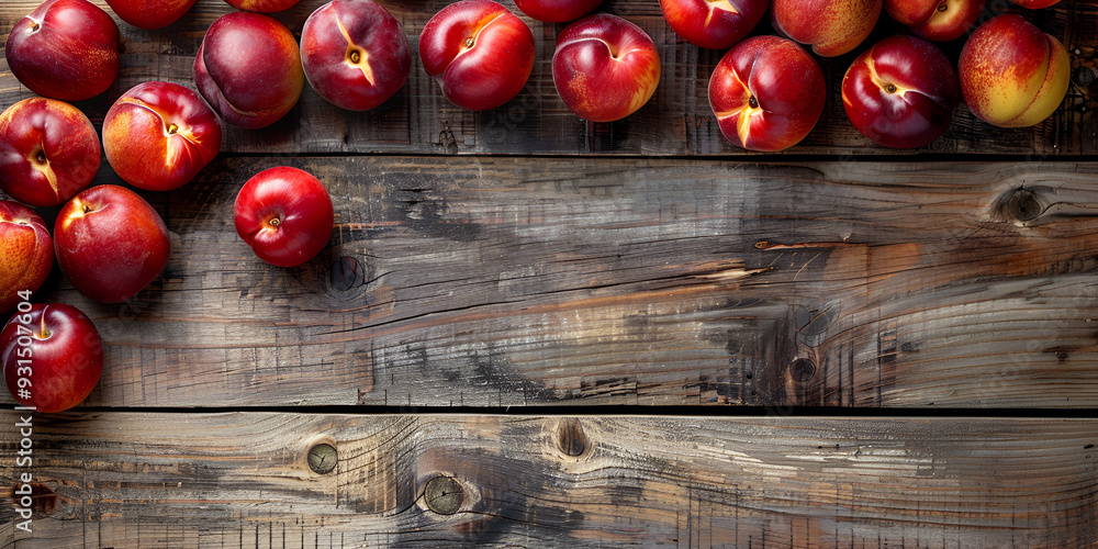 Fresh Nectarines on Rustic Wooden Background Fresh Nectarines on Rustic Wooden Background