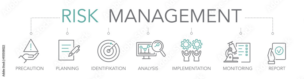 Risk management - thin line two-tone icon concept vector illustration Risk management - thin line two-tone icon concept vector illustration