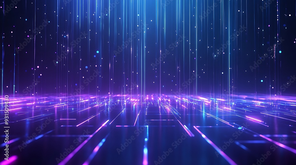 Futuristic digital abstract technology background with glowing neon lights and particle elements. Ideal for tech or sci-fi concepts. Futuristic digital abstract technology background with glowing neon lights and particle elements. Ideal for tech or sci-fi concepts.