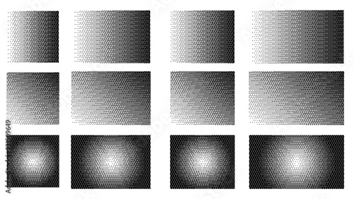 Pixelated bitmap gradient texture.8 bit video game screen wallpaper Black and white dither pattern background.	
