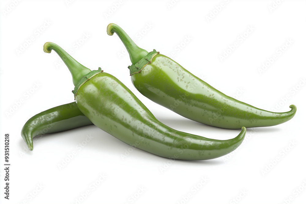 delicious green hot chili pepper on an isolated white background as a spice for spicy food delicious green hot chili pepper on an isolated white background as a spice for spicy food