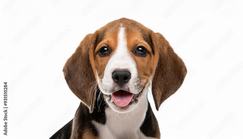 笑顔のアメリカン・フォックスハウンドの子犬のポートレート(Portrait of a smiling American Foxhound puppy on white background)
笑顔のアメリカン・フォックスハウンドの子犬のポートレート(Portrait of a smiling American Foxhound puppy on white background)
