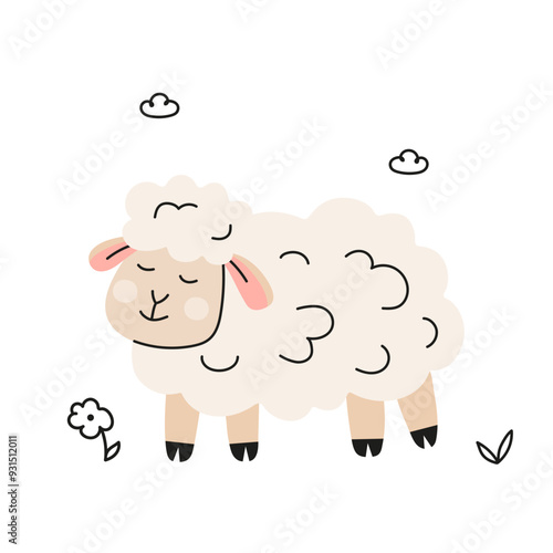 Funny cute sheep vector illustration