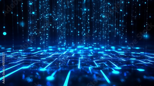 Wallpaper Mural Futuristic digital data network and artificial intelligence technology background with glowing lights and geometric patterns. Torontodigital.ca