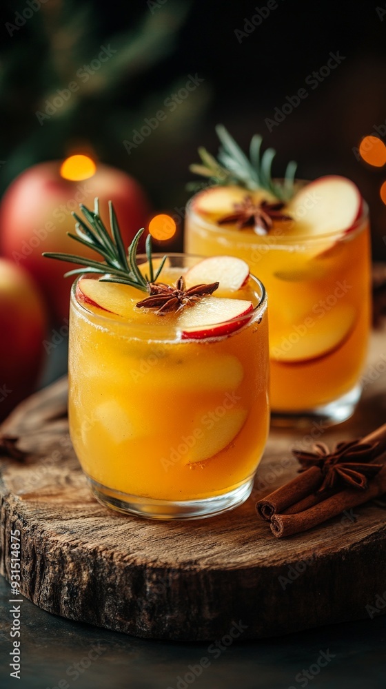 Elegant Apple Cider Cocktails with Autumn Garnishes Elegant Apple Cider Cocktails with Autumn Garnishes