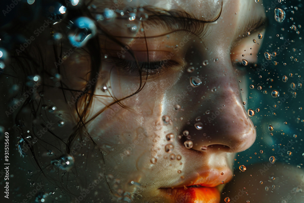Fototapeta premium Delightful underwater exploration, people swimming snorkeling diving, Generative AI