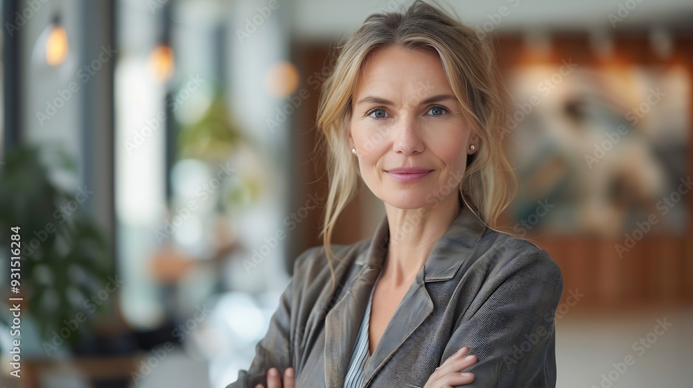 Portrait of a mid aged businesswoman standing at the office Confident professional woman wearing business casual : Generative AI Portrait of a mid aged businesswoman standing at the office Confident professional woman wearing business casual : Generative AI