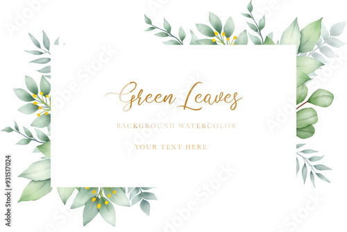 beautiful green leaves background watercolor