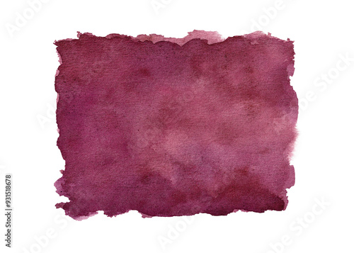 Watercolor rectangular shape spot in marsala color. Hand drawn abstract illustration isolated on white background