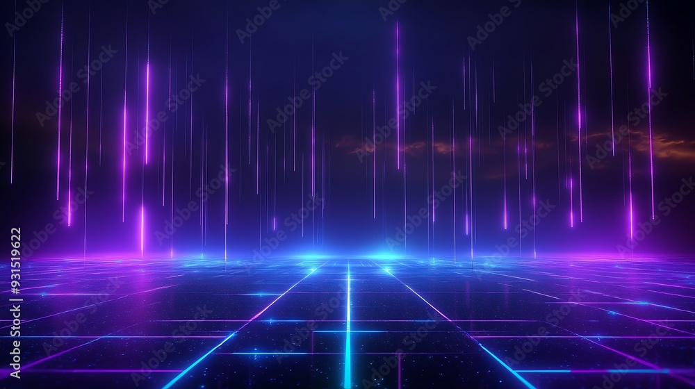 Futuristic digital landscape with neon lights, a glowing grid, and a dynamic, high-tech atmosphere perfect for technology-themed projects. Futuristic digital landscape with neon lights, a glowing grid, and a dynamic, high-tech atmosphere perfect for technology-themed projects.