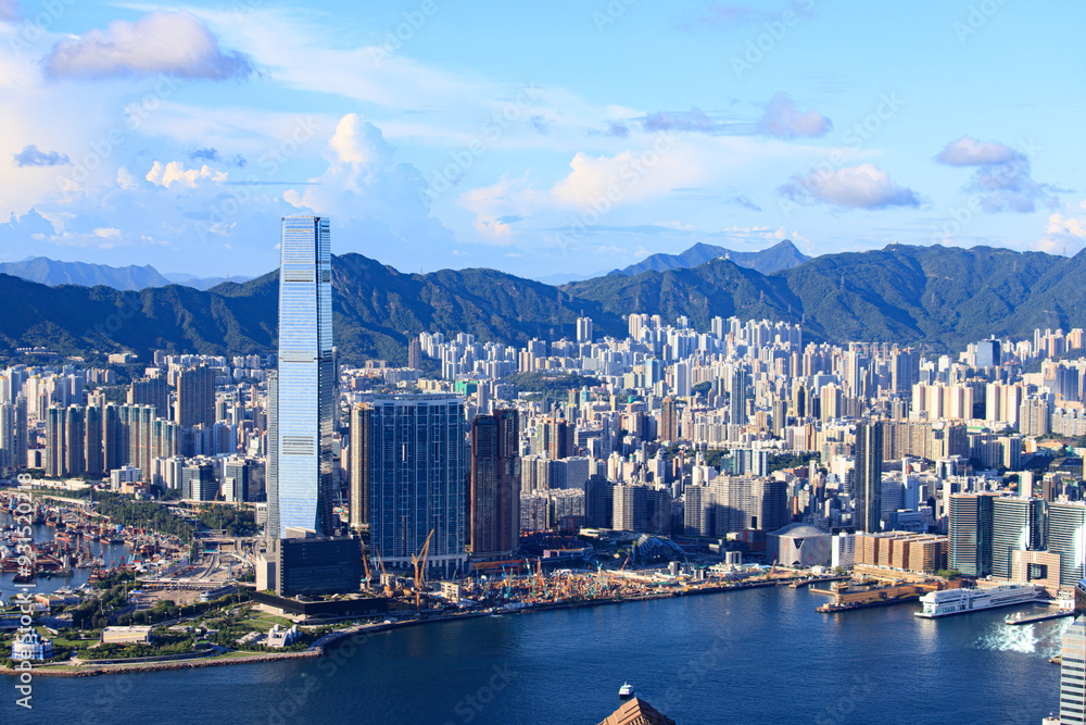 Obraz premium Urban Landscape of Hong Kong Island and Waterfront