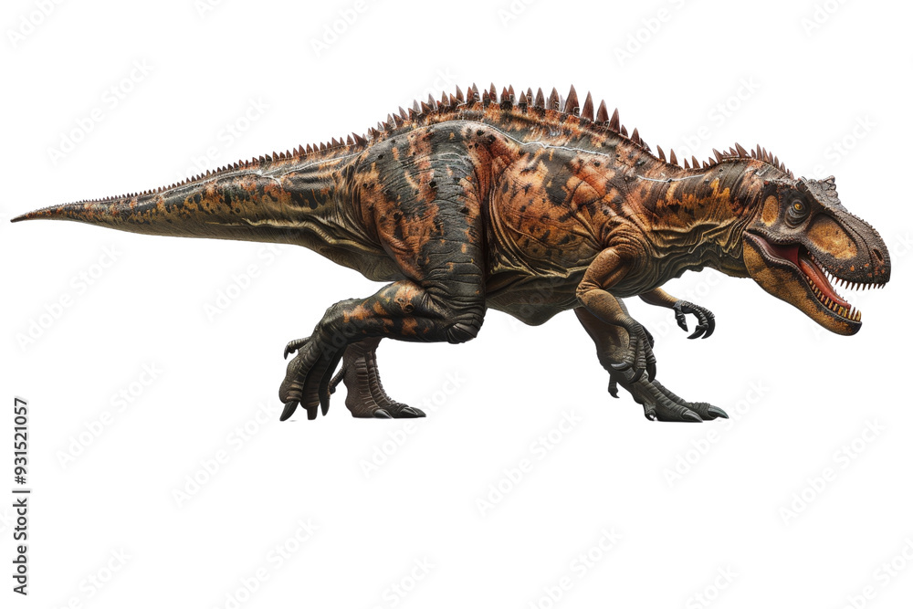 Detailed image of Carcharodontosaurus on a white background, focusing on its robust structure, large size, and unique characteristics for a precise depiction Detailed image of Carcharodontosaurus on a white background, focusing on its robust structure, large size, and unique characteristics for a precise depiction
