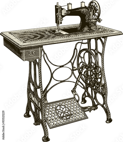 Konstfotografi sewing machine vintage illustration isolated on transparent background