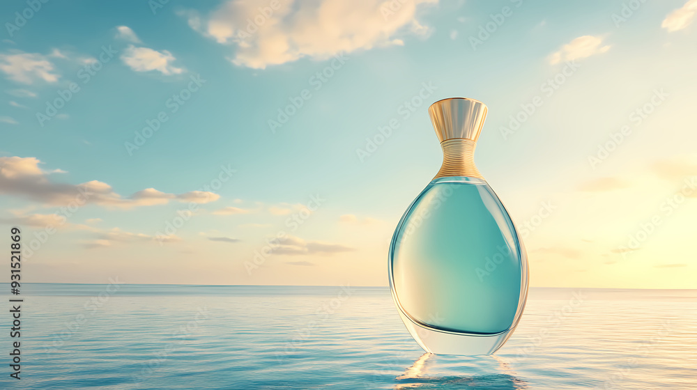 Fresh perfume bottle at the seaside Fresh perfume bottle at the seaside