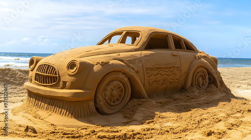a sand sculpture of a car