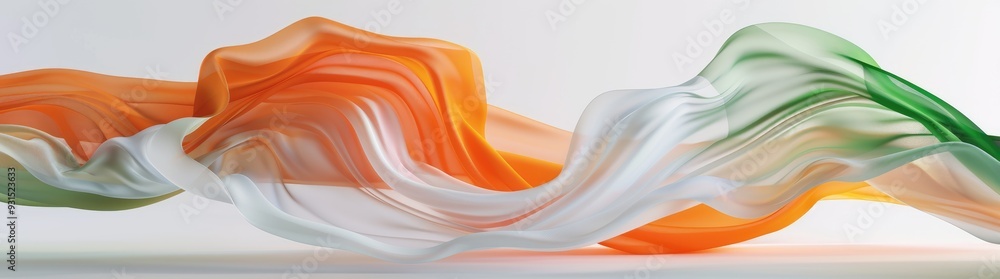 Obraz premium orange, white and green color waves on a transparent background