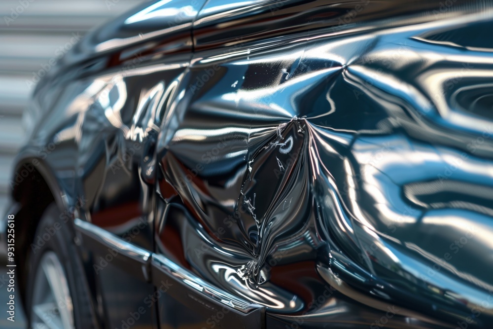 The car body is dented The car body is dented