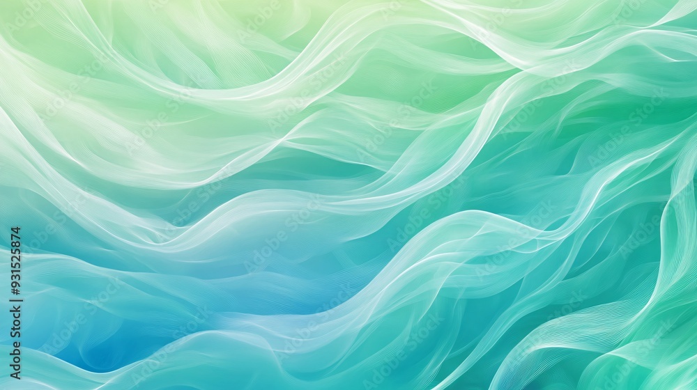 Naklejka premium Seamless wave pattern with soft curves and a blend of blue and green tones