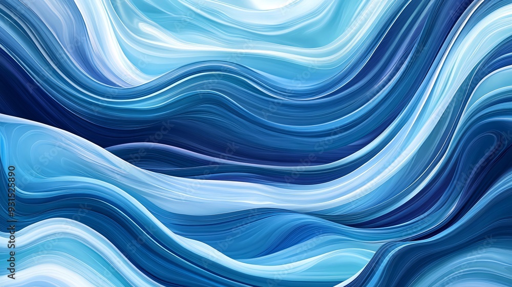 Abstract ocean wave design with flowing lines and contrasting shades of blue Abstract ocean wave design with flowing lines and contrasting shades of blue