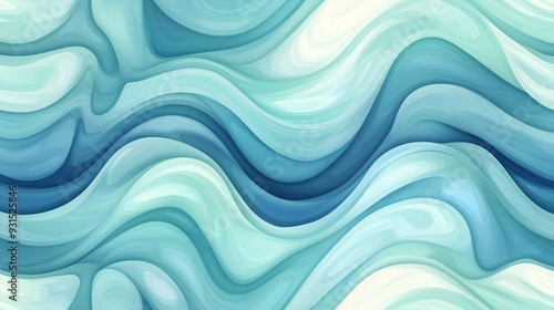 Seamless wave pattern with soft curves and a blend of blue and green tones