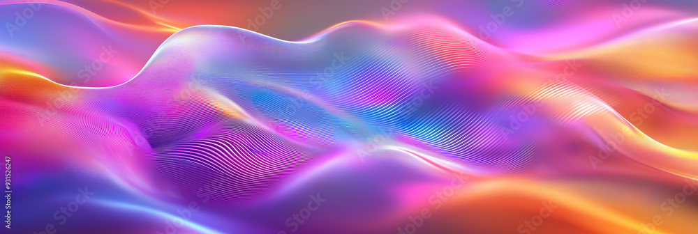 Fototapeta premium An abstract, multicolored gradient background with fluid holographic elements 