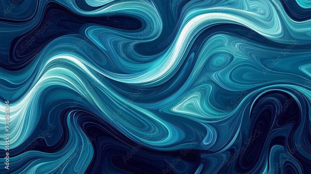 Abstract wave pattern with swirling lines and a mix of deep blue and turquoise tones Abstract wave pattern with swirling lines and a mix of deep blue and turquoise tones