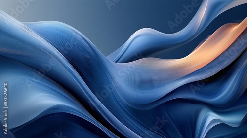 Wallpaper Mural Abstract wave design with smooth curves and a gradient of blue hues Torontodigital.ca