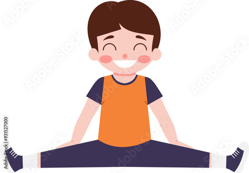 Cute Kids Illustration Doing Exercise