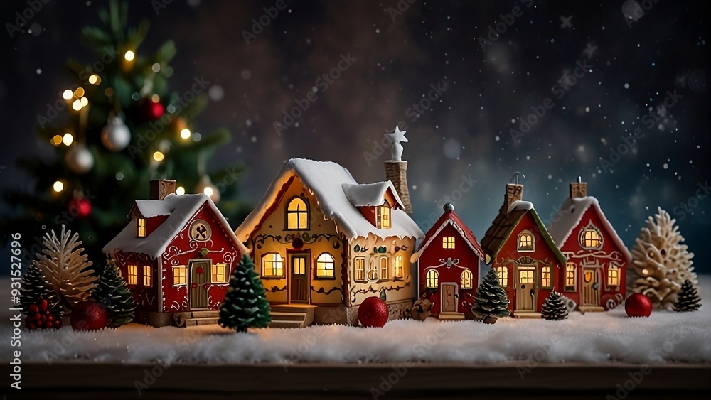christmas decoration on the house in a snowy winter scene christmas decoration on the house in a snowy winter scene
