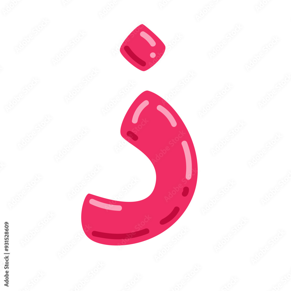Dzal letter vector illustration, hijaiyah letter of arabic alphabet, letter dhaal clip art in cute colorful cartoon style, isolated on white background Dzal letter vector illustration, hijaiyah letter of arabic alphabet, letter dhaal clip art in cute colorful cartoon style, isolated on white background