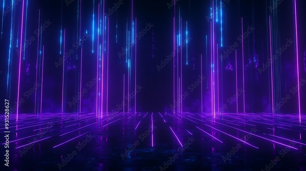 Futuristic neon lights and glowing lines in a dark virtual space, creating a digital and immersive cyber environment. Futuristic neon lights and glowing lines in a dark virtual space, creating a digital and immersive cyber environment.