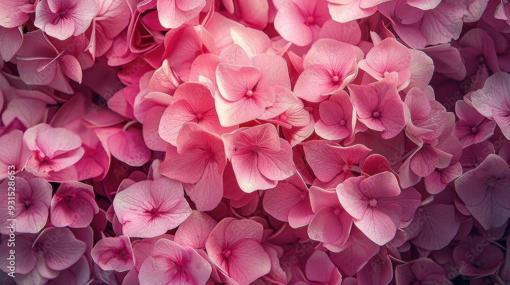 A close-up of pink hydrangeas in full bloom, creating a lush and vibrant floral display A close-up of pink hydrangeas in full bloom, creating a lush and vibrant floral display