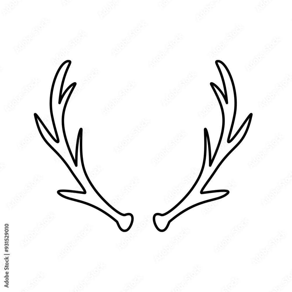 Hand drawn outline deer antlers vector illustration Hand drawn outline deer antlers vector illustration