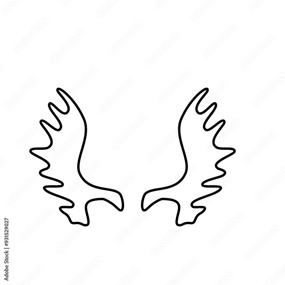 Hand drawn outline deer antlers vector illustration Hand drawn outline deer antlers vector illustration