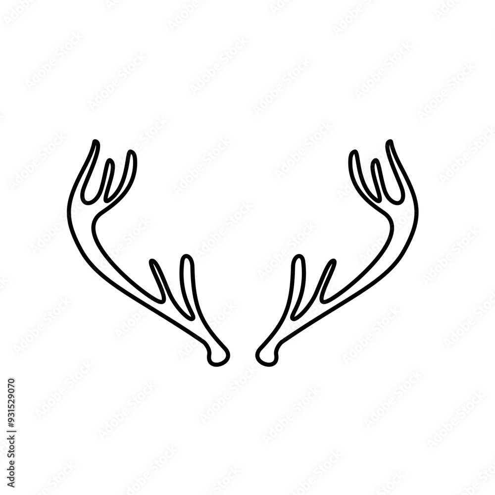 Hand drawn outline deer antlers vector illustration Hand drawn outline deer antlers vector illustration
