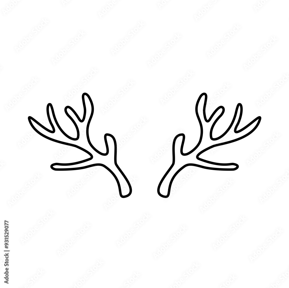 Hand drawn outline deer antlers vector illustration Hand drawn outline deer antlers vector illustration