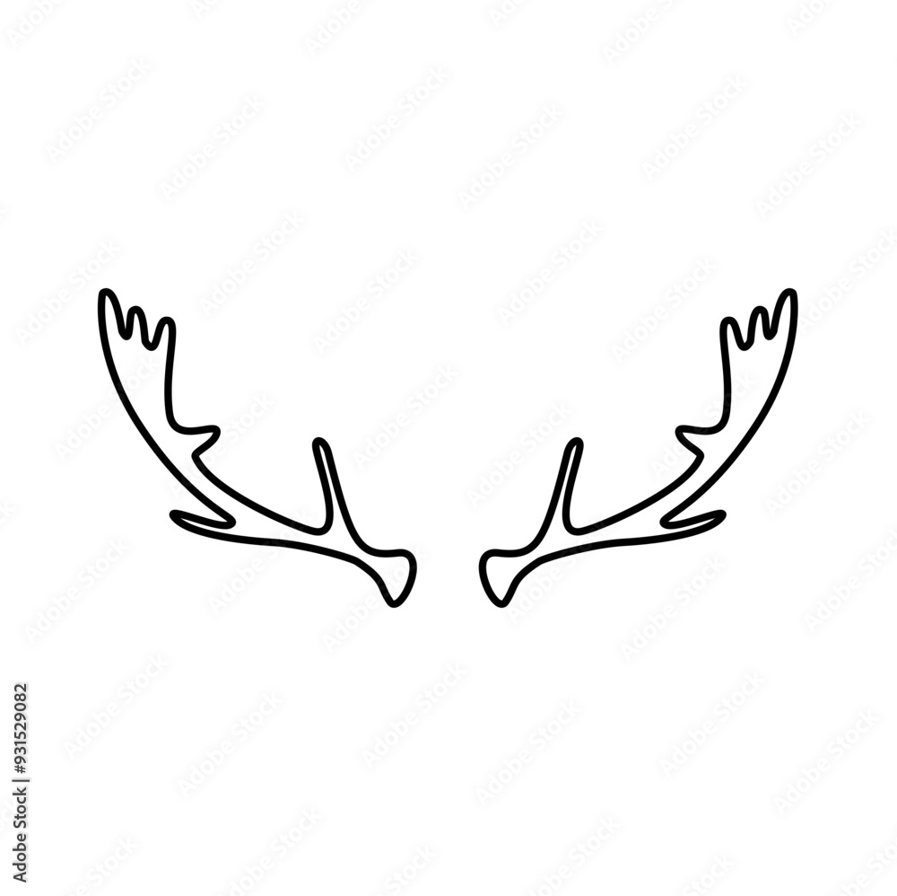 Obraz premium Hand drawn outline deer antlers vector illustration