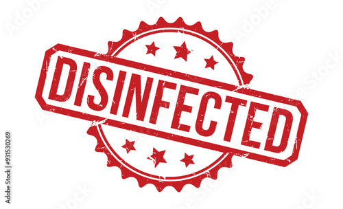 DISINFECTED Red rubber stamp on white background. DISINFECTED stamp sign. DISINFECTED stamp.
