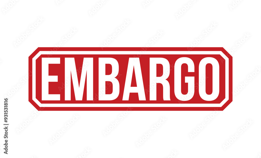Embargo Red rubber stamp on white background. Embargo stamp sign. Embargo stamp. Embargo Red rubber stamp on white background. Embargo stamp sign. Embargo stamp.