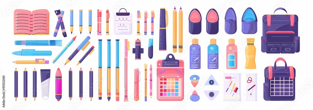Hand drawn illustration of school supplies. It's time to get back to school. Hand drawn illustration of school supplies. It's time to get back to school.