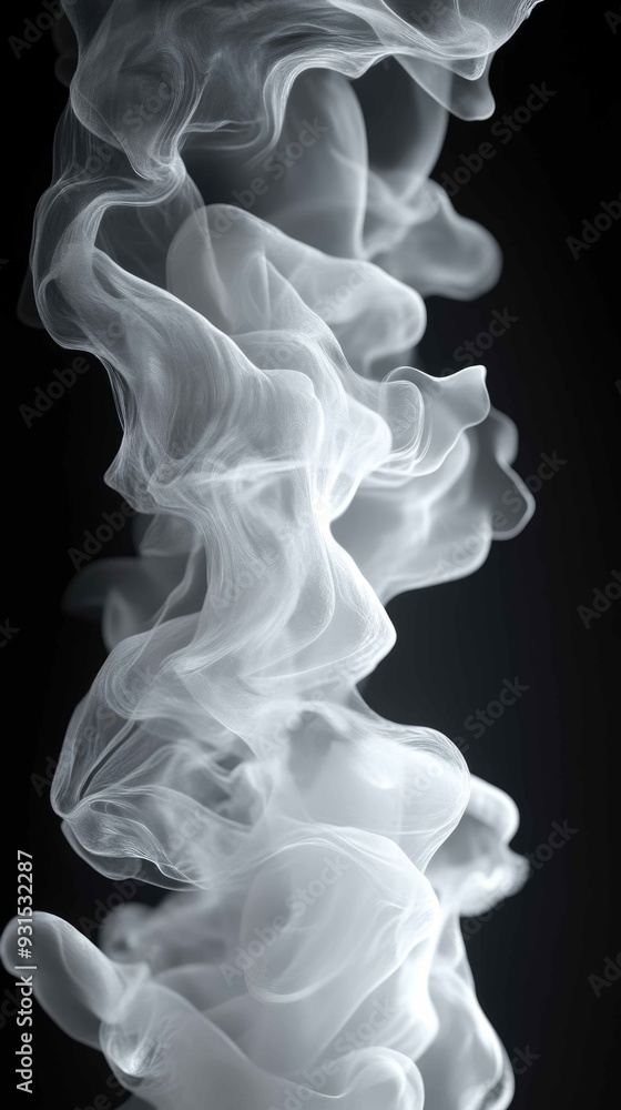 Fototapeta premium Ethereal Ghostly Layers - Abstract Background of Translucent White and Grey Ghosts on Black Canvas