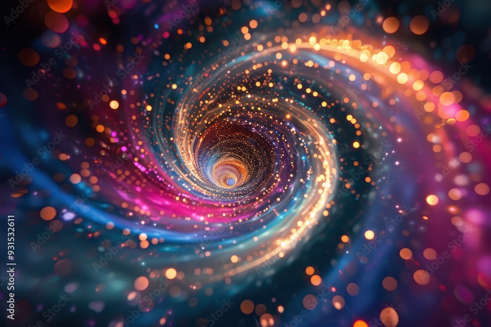 A swirling vortex of holographic particles, creating a dynamic and colorful whirlpool A swirling vortex of holographic particles, creating a dynamic and colorful whirlpool