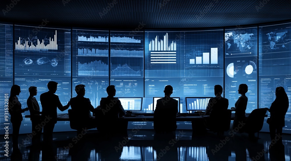 Modern Corporate Office with Data Analysis Dashboard Modern Corporate Office with Data Analysis Dashboard