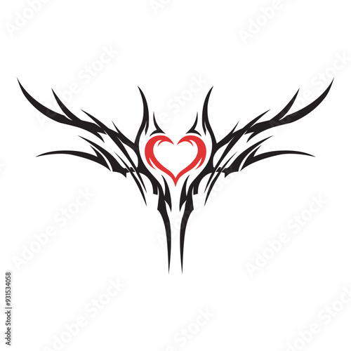 abstract aesthetic monochrome heart tribal tattoo